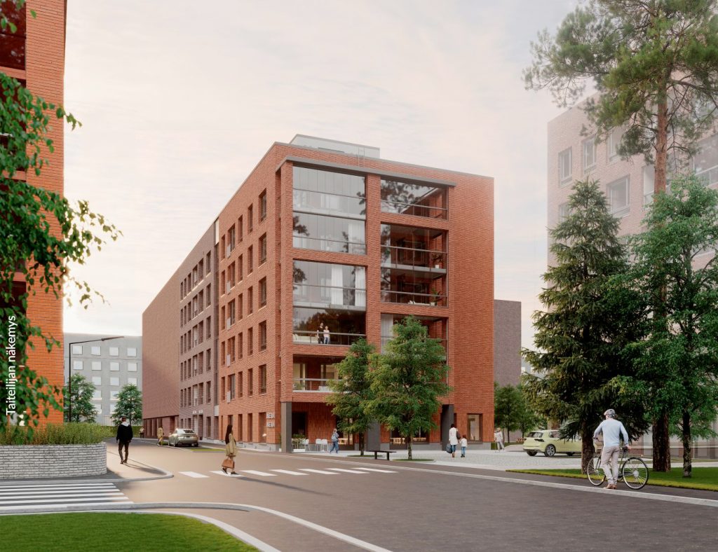 Havainnekuva Mellunmäkeen rakentuvasta Ounasvaarantie 12:sta.