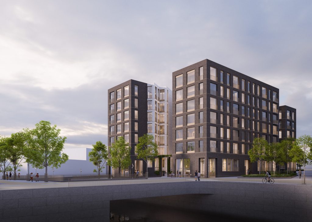 Havainnekuva Jätkäsaaren tulevasta kerrostalokorttelista.